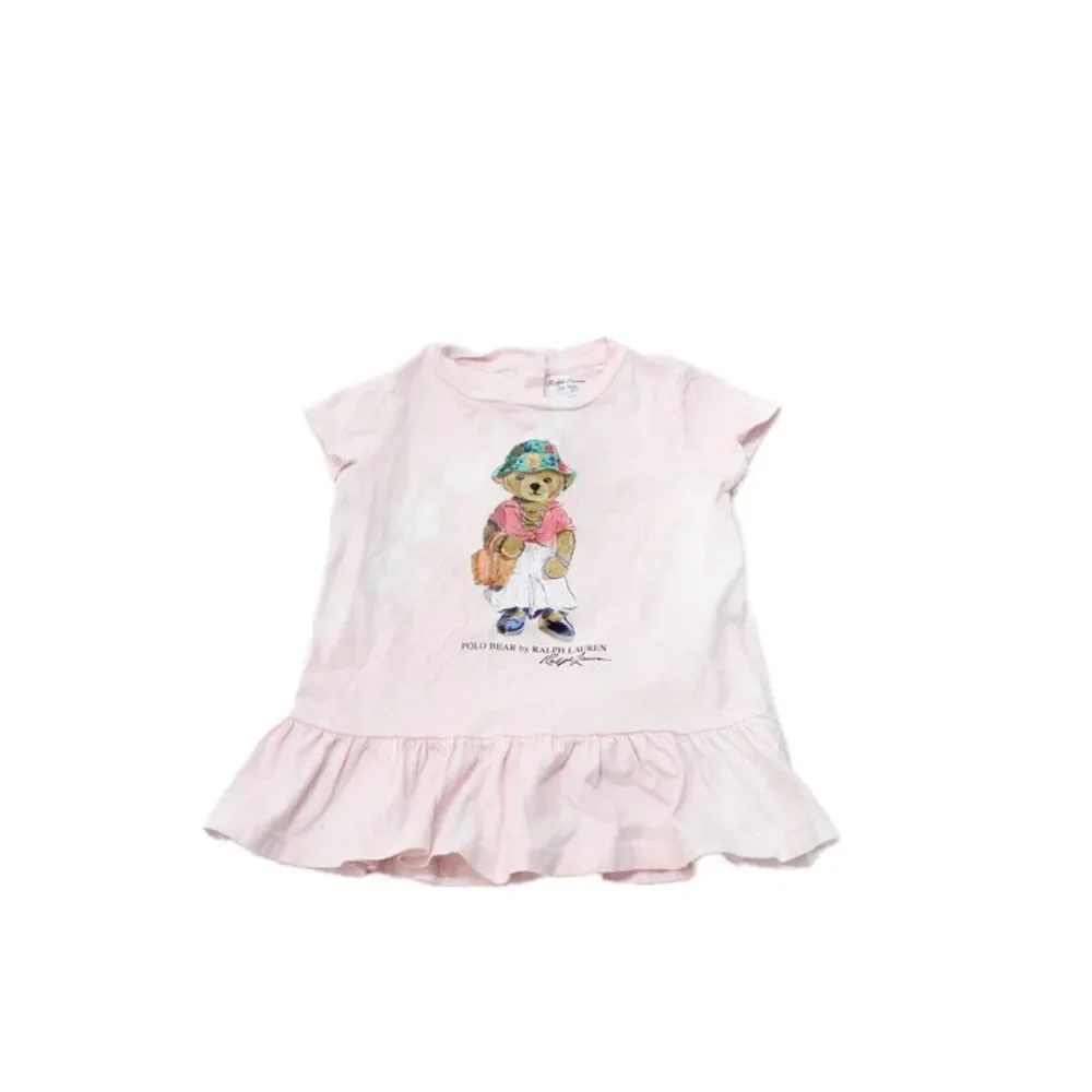 Ralph Lauren Childrens Girls Short Sleeves Dress Pink Cotton Size 18 Months
